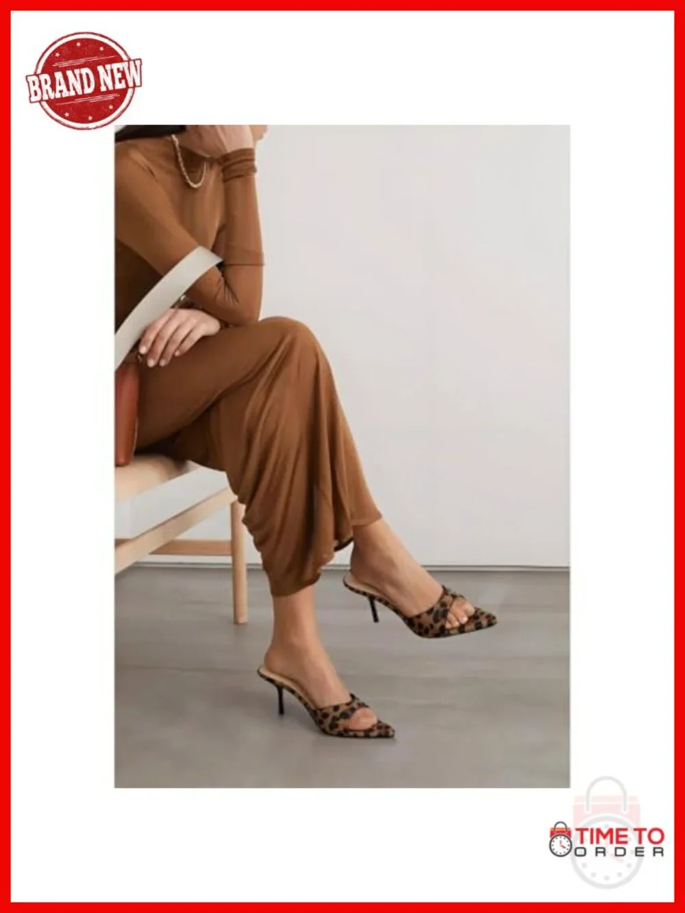 QIV Kitten Heels Pointed Open Toe Mule Heeled Sandals